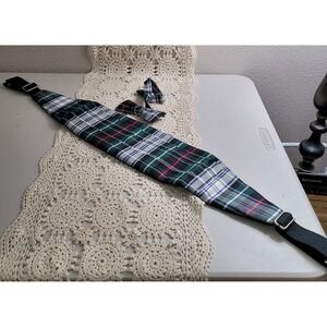 Men's Traditional Blue & Green Cummerbund & Tie Scottish Plaid for Formal Events